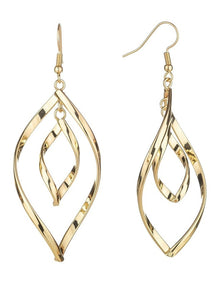 Elongated Teardrop Twist Earrings in Gold