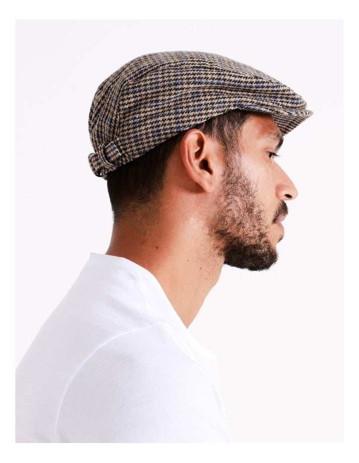 Houndstooth Driving Cap in Brown