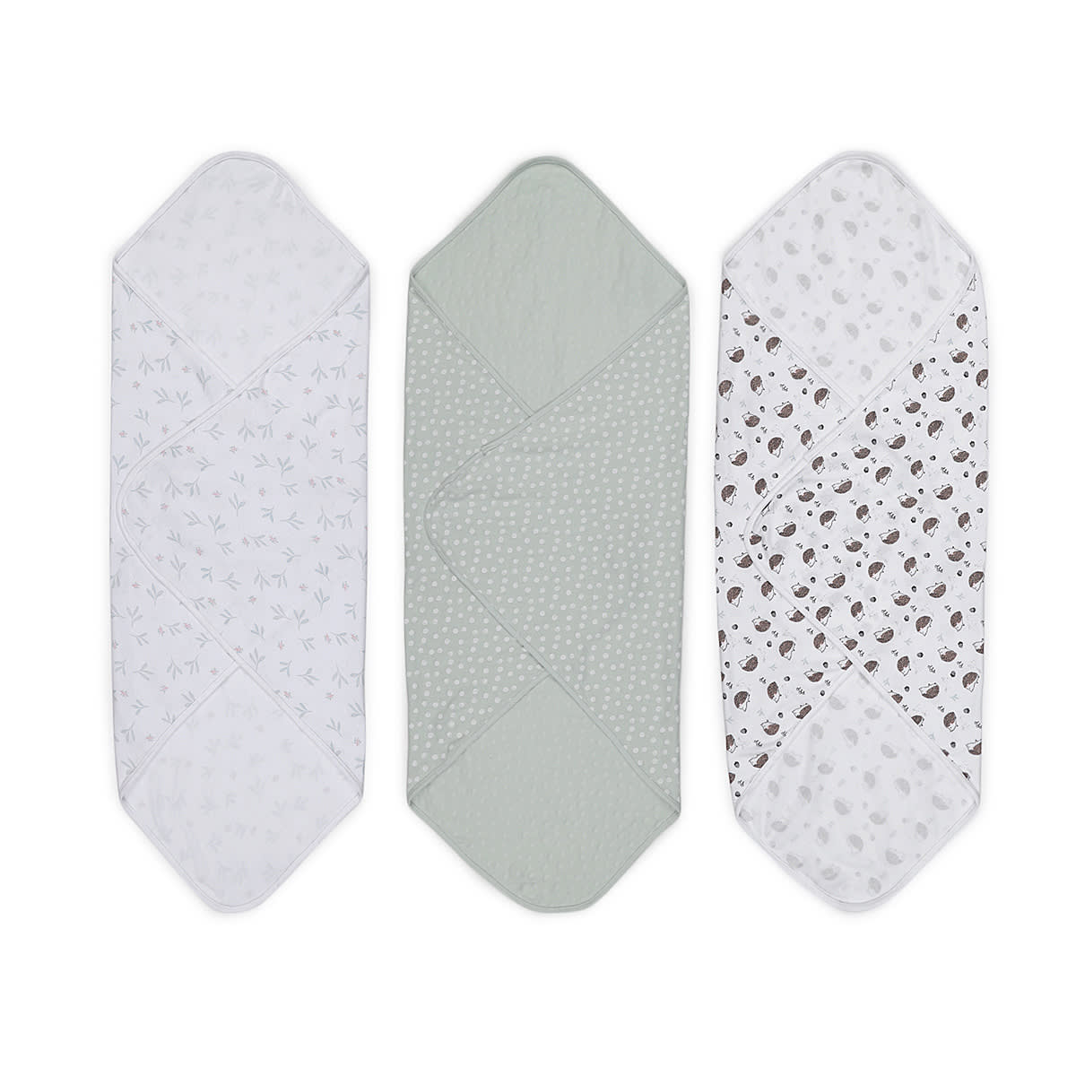 3 Pack Cotton Interlock Wraps - Hedgehog