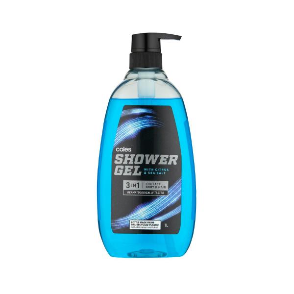 COLES MEN SHOWER GEL 1 LITRE