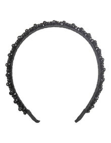 Thin Beaded Headband in Black