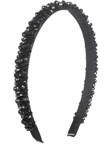 Thin Beaded Headband in Black