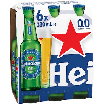 Heineken Zero Bottles 330mL x 6 pack