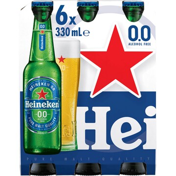 Heineken Zero Bottles 330mL x 6 pack