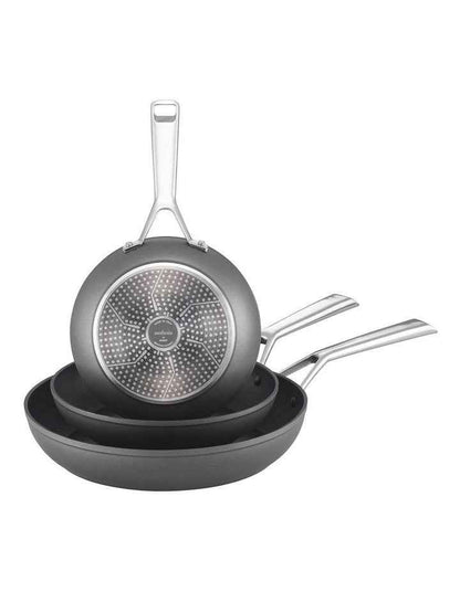 Per Bellezza Nonstick Induction Open Skillet Triple Pack in Grey
