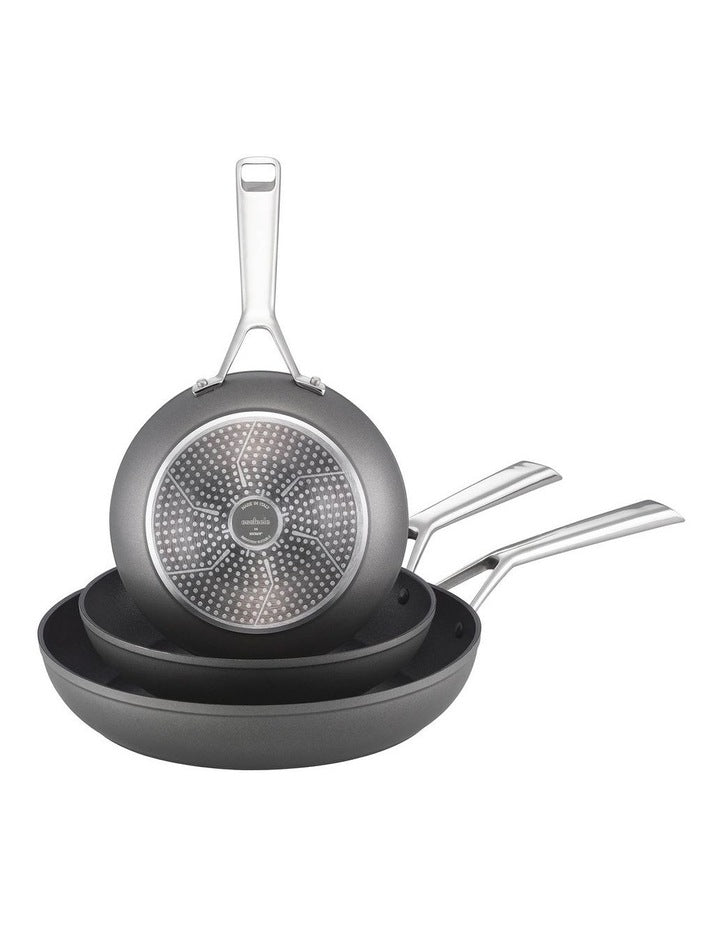 Per Bellezza Nonstick Induction Open Skillet Triple Pack in Grey