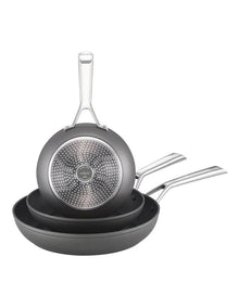 Per Bellezza Nonstick Induction Open Skillet Triple Pack in Grey
