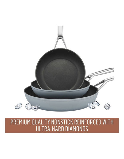 Per Bellezza Nonstick Induction Open Skillet Triple Pack in Grey
