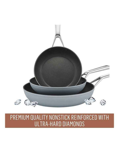 Per Bellezza Nonstick Induction Open Skillet Triple Pack in Grey