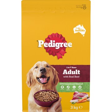 Pedigree Adult Dry Dog Food with Real Beef 3kg