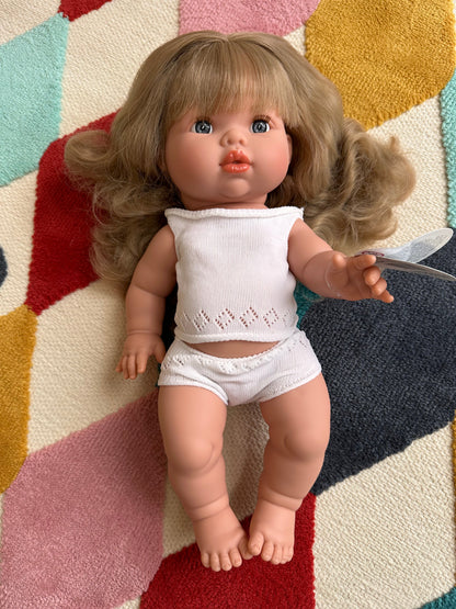 Baby Girl Doll Fully Dressed in pink outfit 3 designs 34cm by Mini Colettos Lyra Pretend and Imaginary play Toy gift idea for 3yrs+