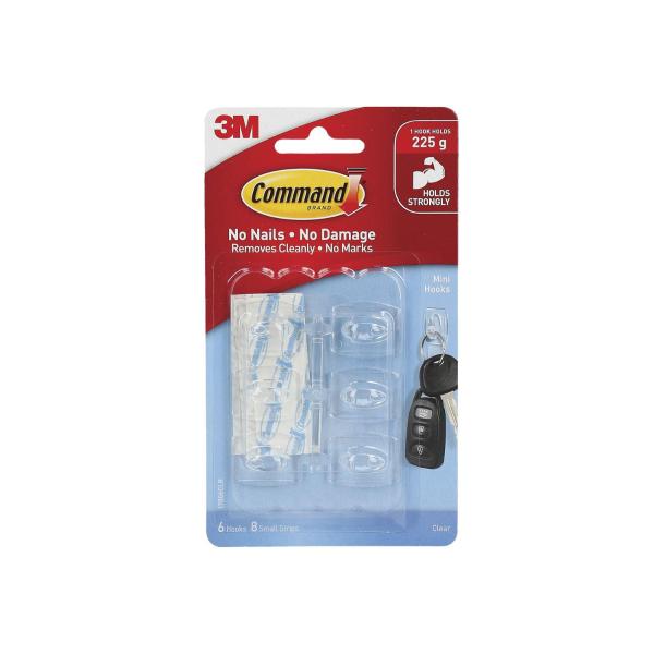 COMMAND MINI HOOKS CLEAR 17006CLE 6PK