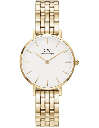 Petite 28mm 5-Link White Dial Watch in Gold