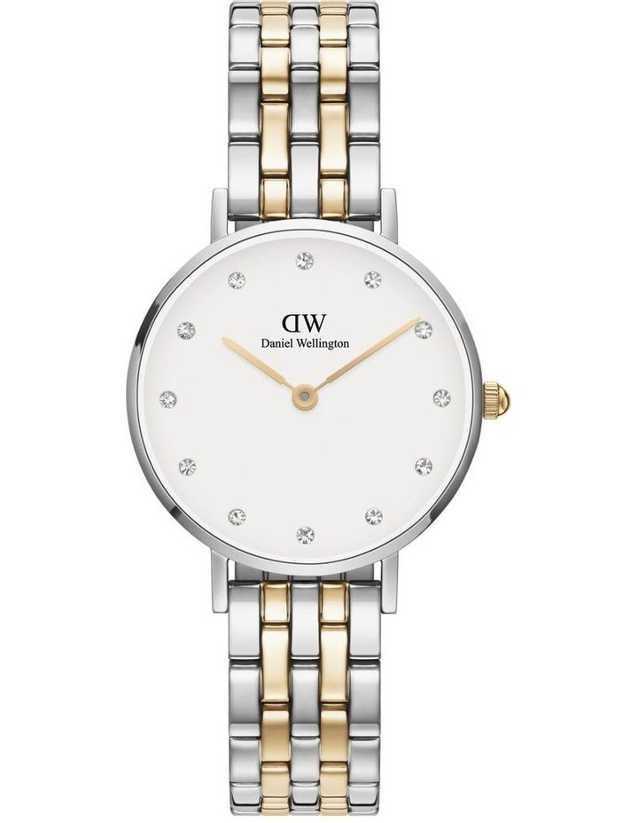 Petite Lumine 28mm 5-Link White Dial Watch in Two Tone