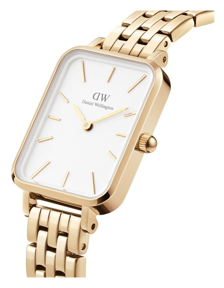 Quadro 26mm 5-Link White Dial Watch in Gold