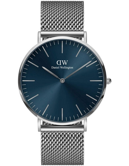 Classic 40mm Arctic Blue Dial Watch in Silver
