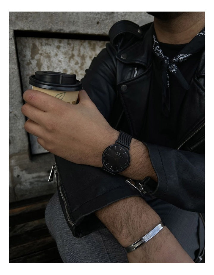 Classic 40mm Ashfield Black Dial Watch in Black