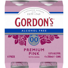 Gordon's Alcohol Free Premium Pink With Soda Cans 250mL x 4 pack