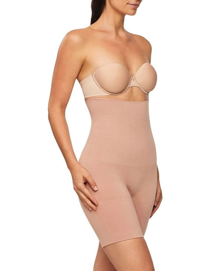 Bamboo Essentials High Waist Thigh Shaper in Mahogany