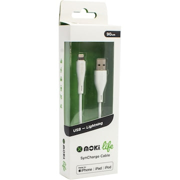Moki Life Lightning To USB Syncharge Cable 90cm (Mfi) each