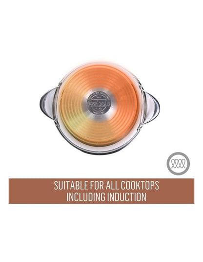 Per Vita Copper Base Stainless Steel Induction Open French Skillet 24cm