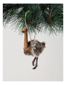 Eucalyptus Christmas Plastic Furry Hanging Emu Ornament 12cm in Brown