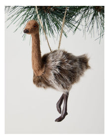 Eucalyptus Christmas Plastic Furry Hanging Emu Ornament 12cm in Brown