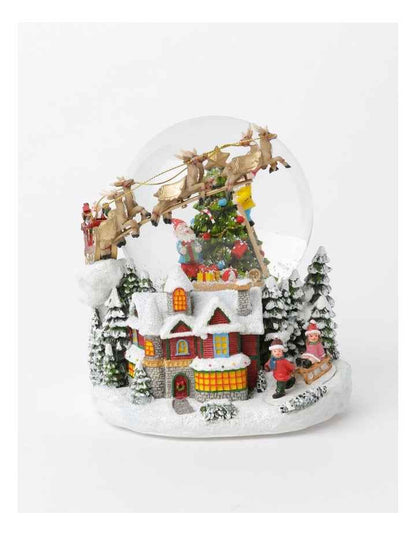 Heirloom Resin Christmas Tree & 3D Sleigh LED Snowglobe 17cm in Multi
