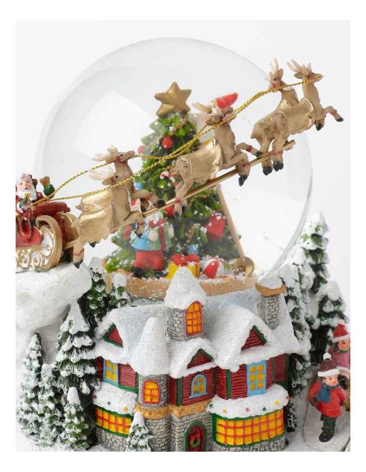 Heirloom Resin Christmas Tree & 3D Sleigh LED Snowglobe 17cm in Multi