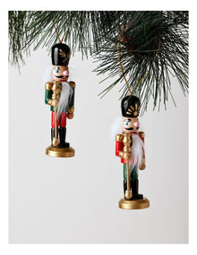 Heirloom Christmas Wooden Assorted Nutcracker Hanging Ornament 13cm in Red/Gold