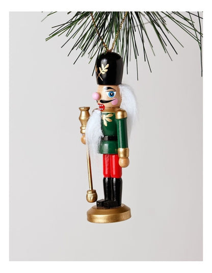 Heirloom Christmas Wooden Assorted Nutcracker Hanging Ornament 13cm in Red/Gold