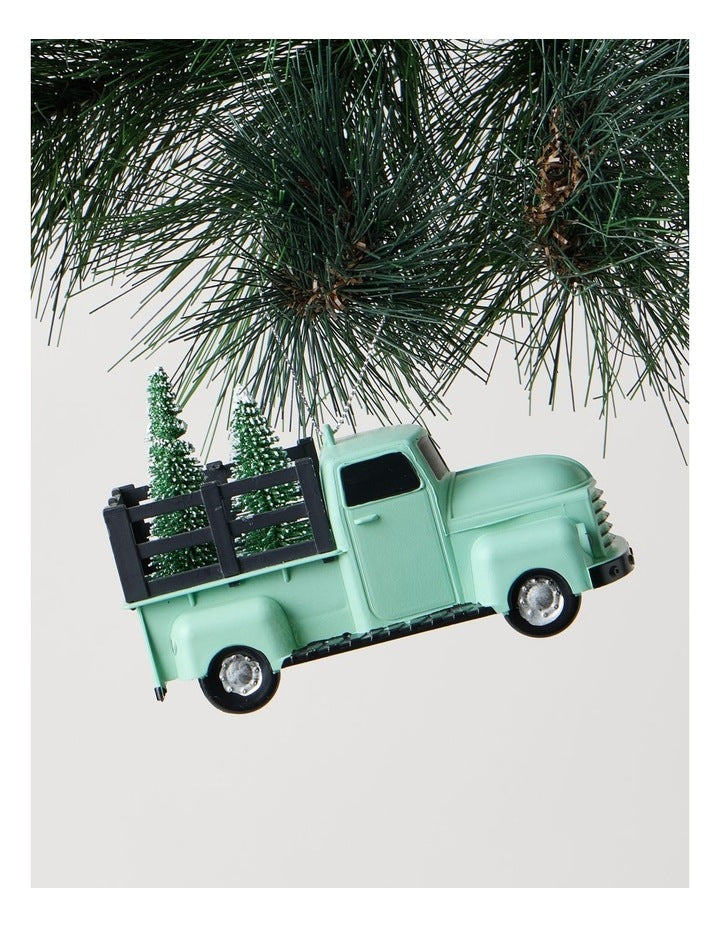 Eucalyptus Christmas Plastic Truck withTree Ornament 10cm in Green