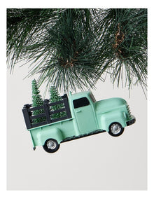 Eucalyptus Christmas Plastic Truck withTree Ornament 10cm in Green