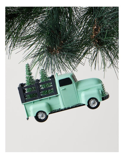 Eucalyptus Christmas Plastic Truck withTree Ornament 10cm in Green