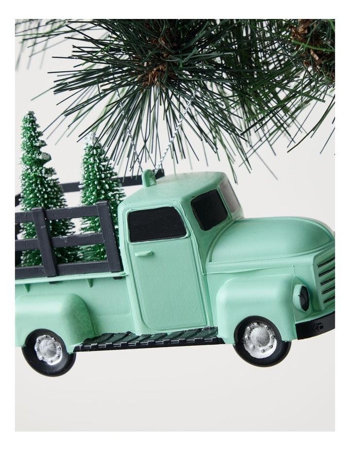 Eucalyptus Christmas Plastic Truck withTree Ornament 10cm in Green