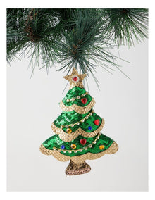 Heirloom Christmas Sequinned Plush Tree Ornament 16cm in Green