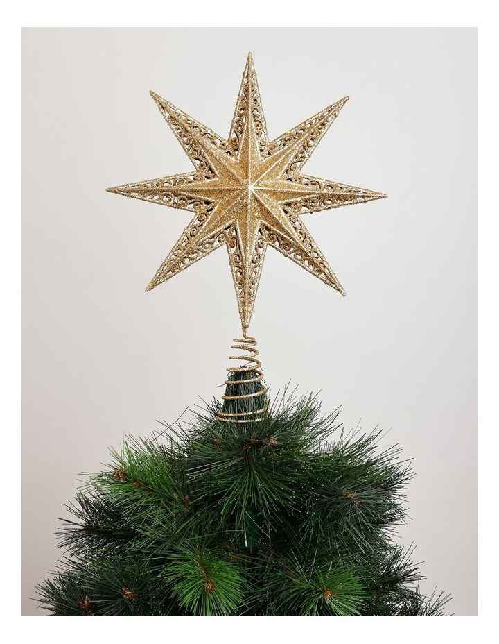 Heirloom Christmas Glittered Guiding Star Tree Topper 34cm in Gold
