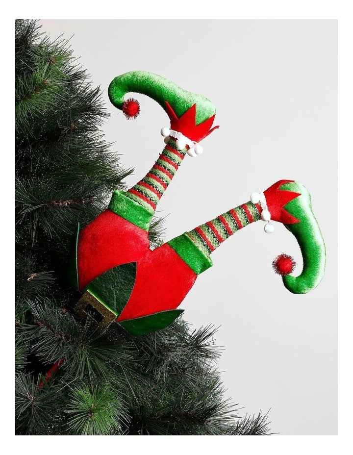 Candyland Christmas Fabric Elf Legs Pick 78cm in Multi