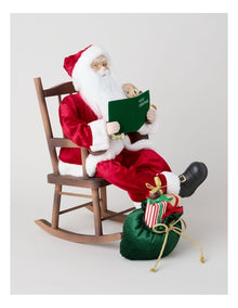 Heirloom Christmas Francis Rocking Chair Santa with Book 40cm in Red