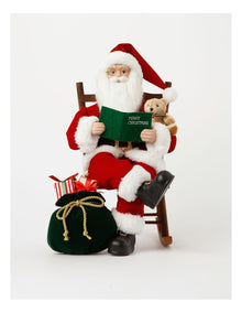 Heirloom Christmas Francis Rocking Chair Santa with Book 40cm in Red