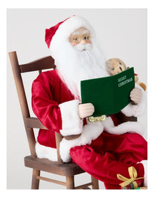Heirloom Christmas Francis Rocking Chair Santa with Book 40cm in Red
