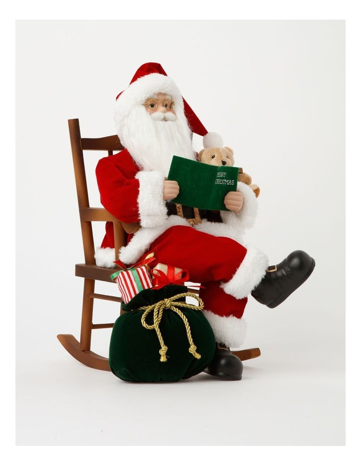 Heirloom Christmas Francis Rocking Chair Santa with Book 40cm in Red