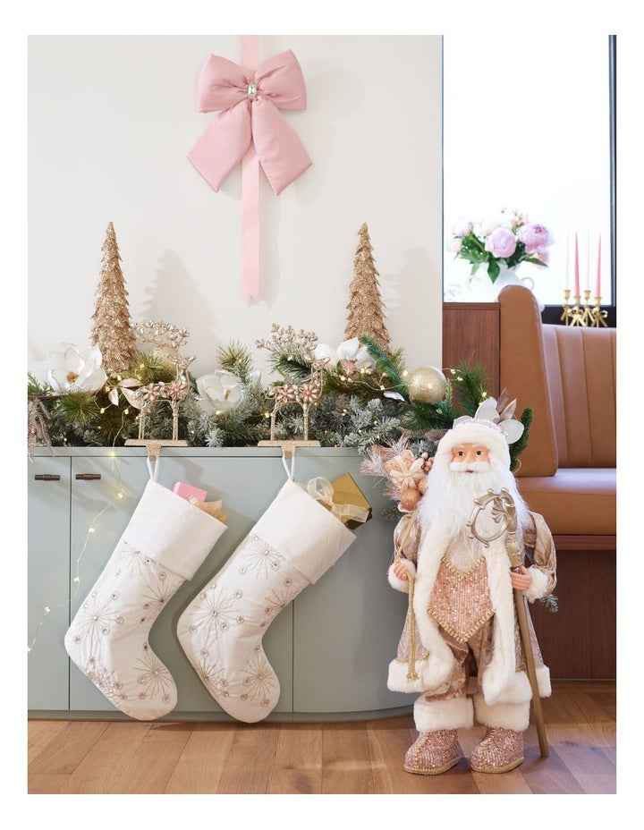 Luxe Christmas Bejewelled Wire Reindeer Stocking Holder 26cm in Gold