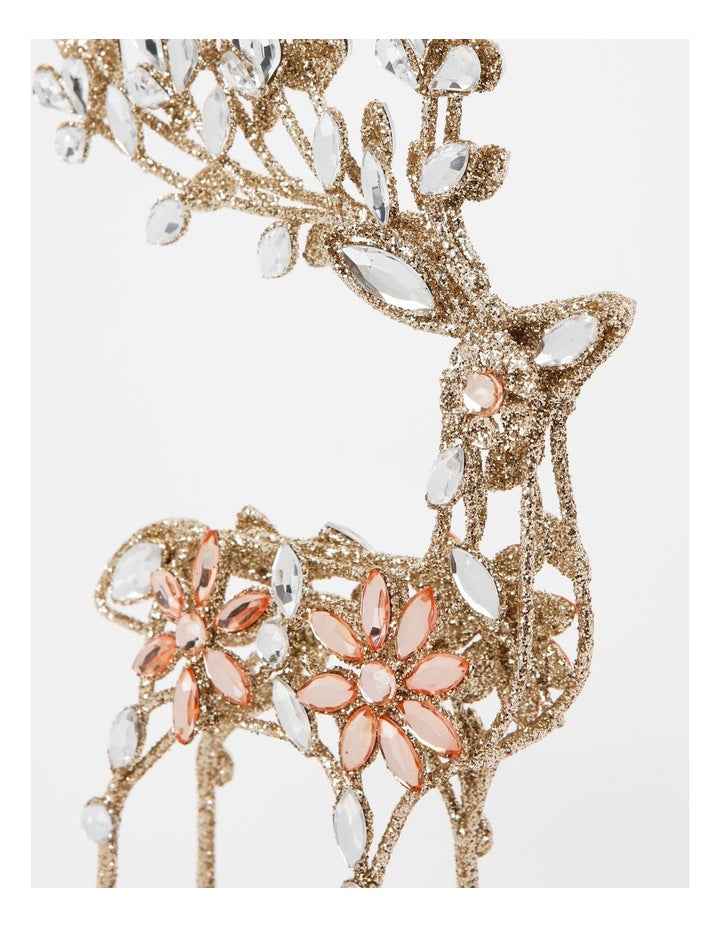 Luxe Christmas Bejewelled Wire Reindeer Stocking Holder 26cm in Gold