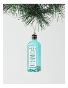 Luxe Christmas Glass Gin-gle Bell Gin Bottle Hanging Ornament 12cm in Blue