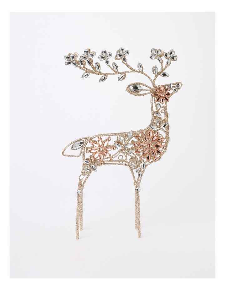 Luxe Christmas Glitter Wire Reindeer with Gems 42cm in Gold