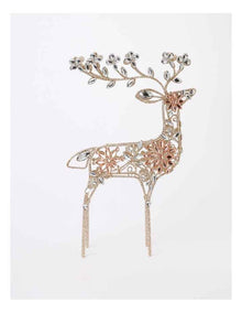 Luxe Christmas Glitter Wire Reindeer with Gems 42cm in Gold