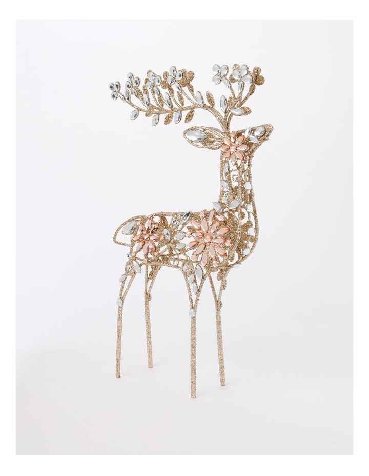 Luxe Christmas Glitter Wire Reindeer with Gems 42cm in Gold