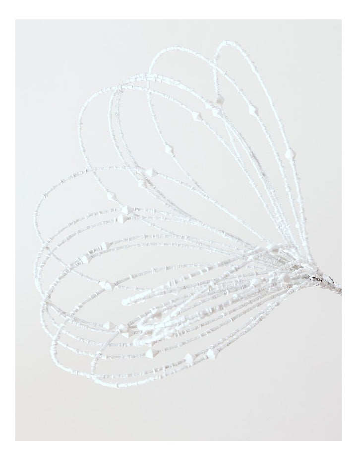 Luxe Christmas Wire Beaded Flower Pick 50cm in White