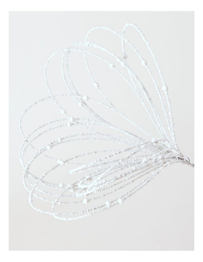 Luxe Christmas Wire Beaded Flower Pick 50cm in White